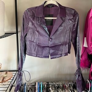 NWT Solado Purple Long Sleeve Cropped Blazer - XS